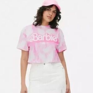 NWOT Pink Barbie Tie-Dye Cropped Graphic Tee T-Shirt XL